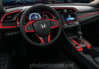 Ốp viền carbon đỏ nội thất kiểu Type R cho Civic 2016-2020