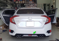 Lip pô màu bạc kiểu 4 ống xả cho Honda Civic 2016-2021 (pô giả)